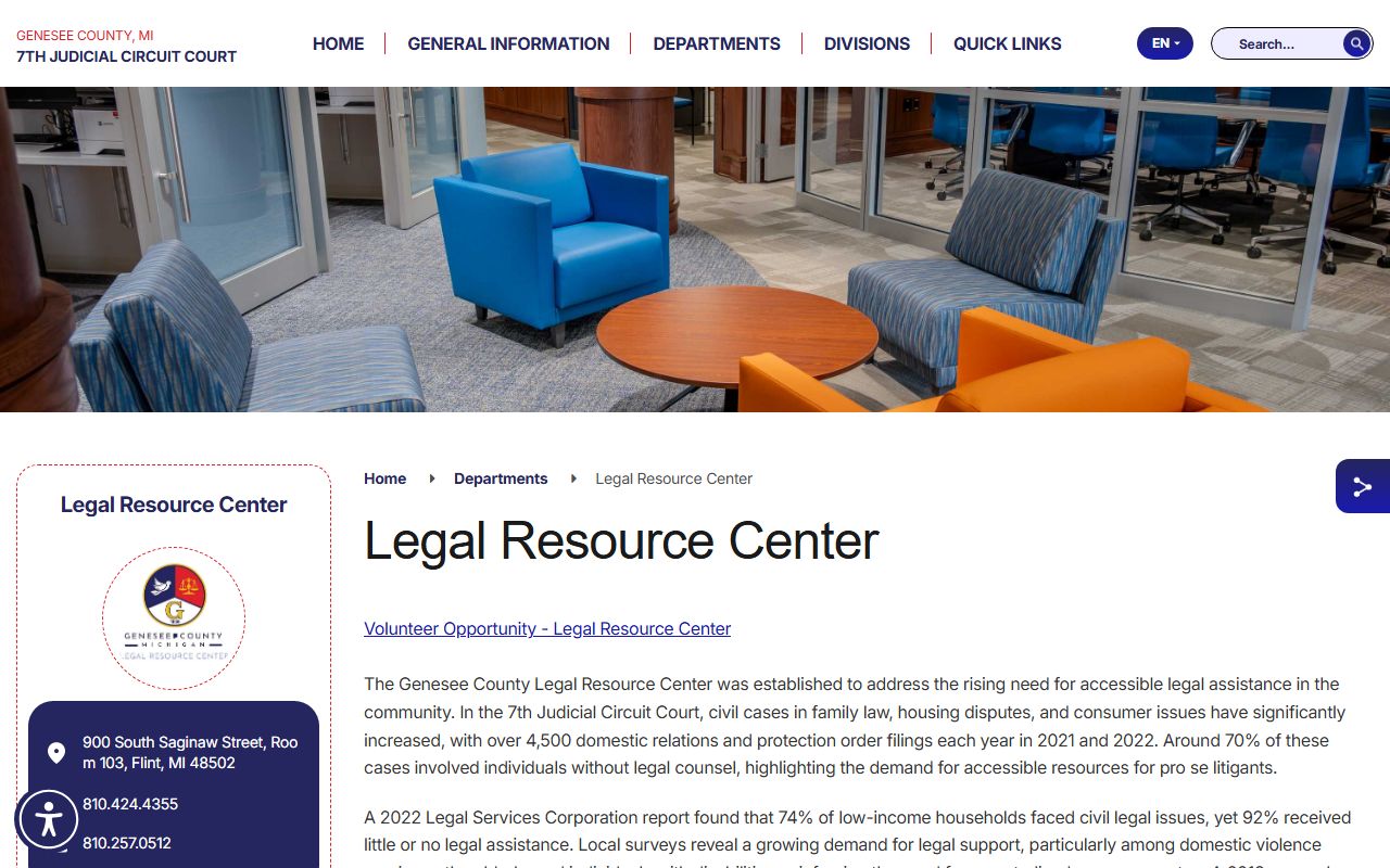 7th Circuit Court Legal Resource Center for Genesee County self-help