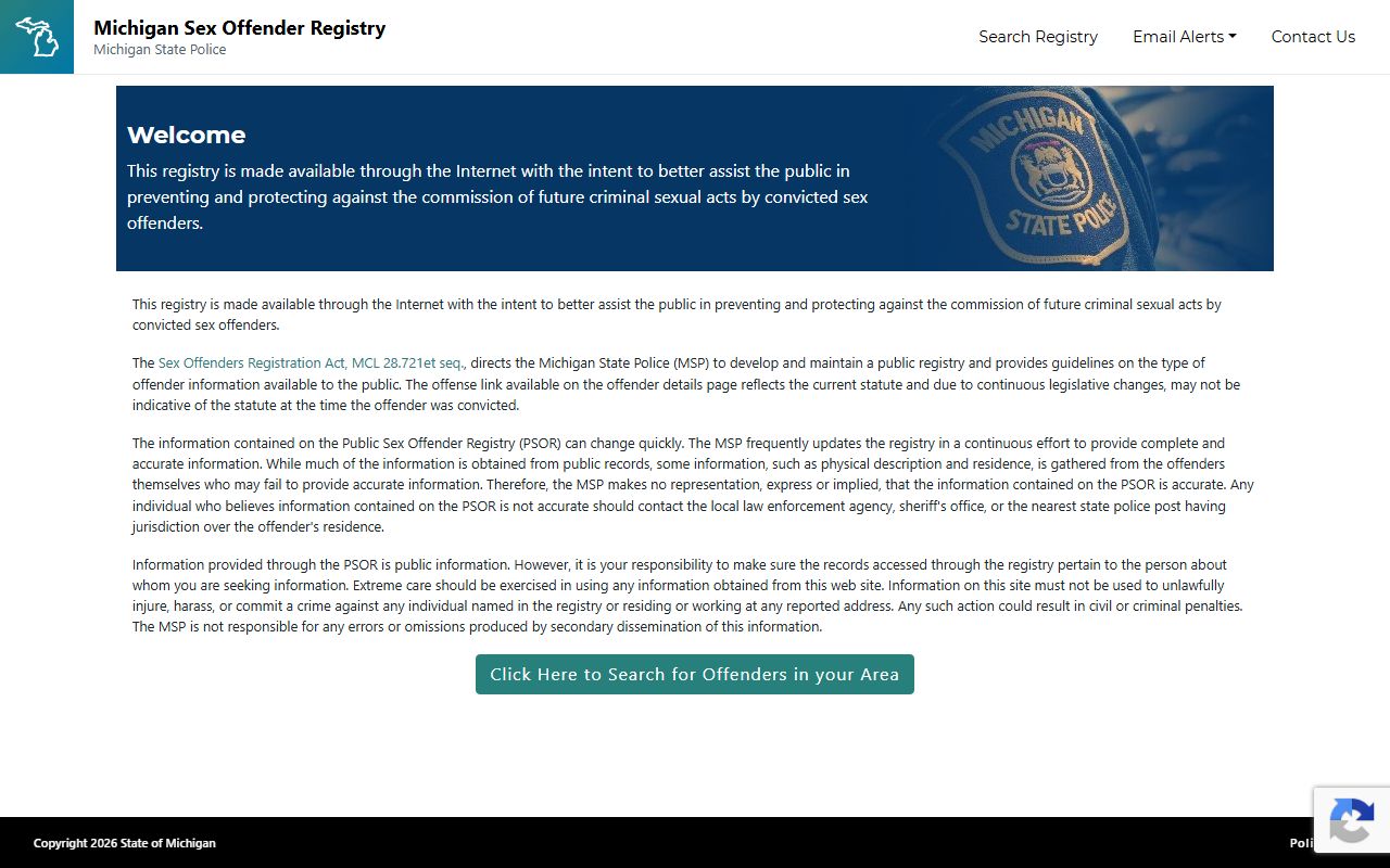 Michigan Public Sex Offender Registry for Genesee County arrest records cross-reference