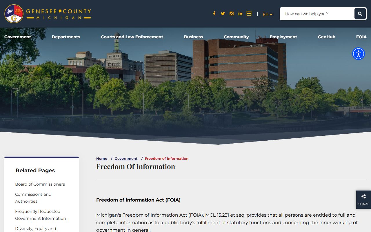Genesee County FOIA page for public records requests